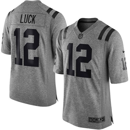 Men's Elite Andrew Luck Nike Jersey Gray - #12 Gridiron NFL Indianapolis Colts